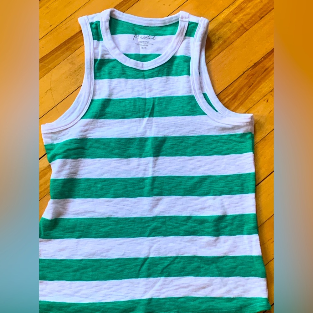 Essentials Green and White Tank Top